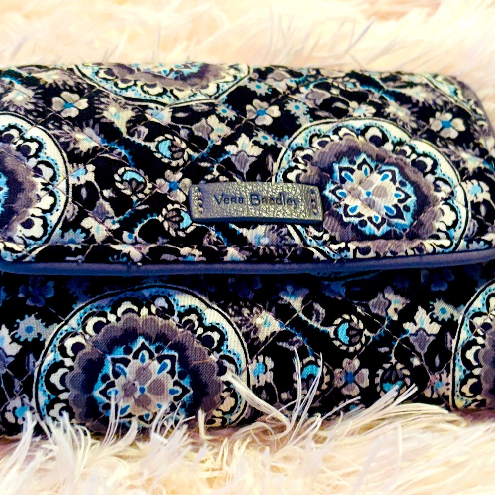 ❤️VERA BRADLEY TRI-FOLD Patterned Women's Wallet in Black,Gray,Blue NWOT